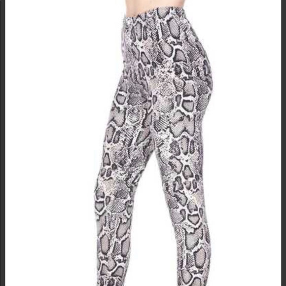 NWT New Mix Snakeskin Print Leggings Womens Size OS (4-12) - Picture 2 of 5
